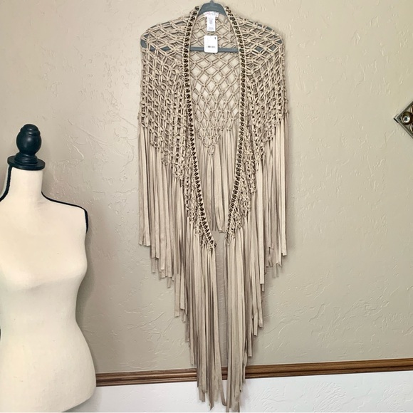 Free People Sunrise FABULOUS Fringe Faux-Suede Shawl - Picture 3 of 14